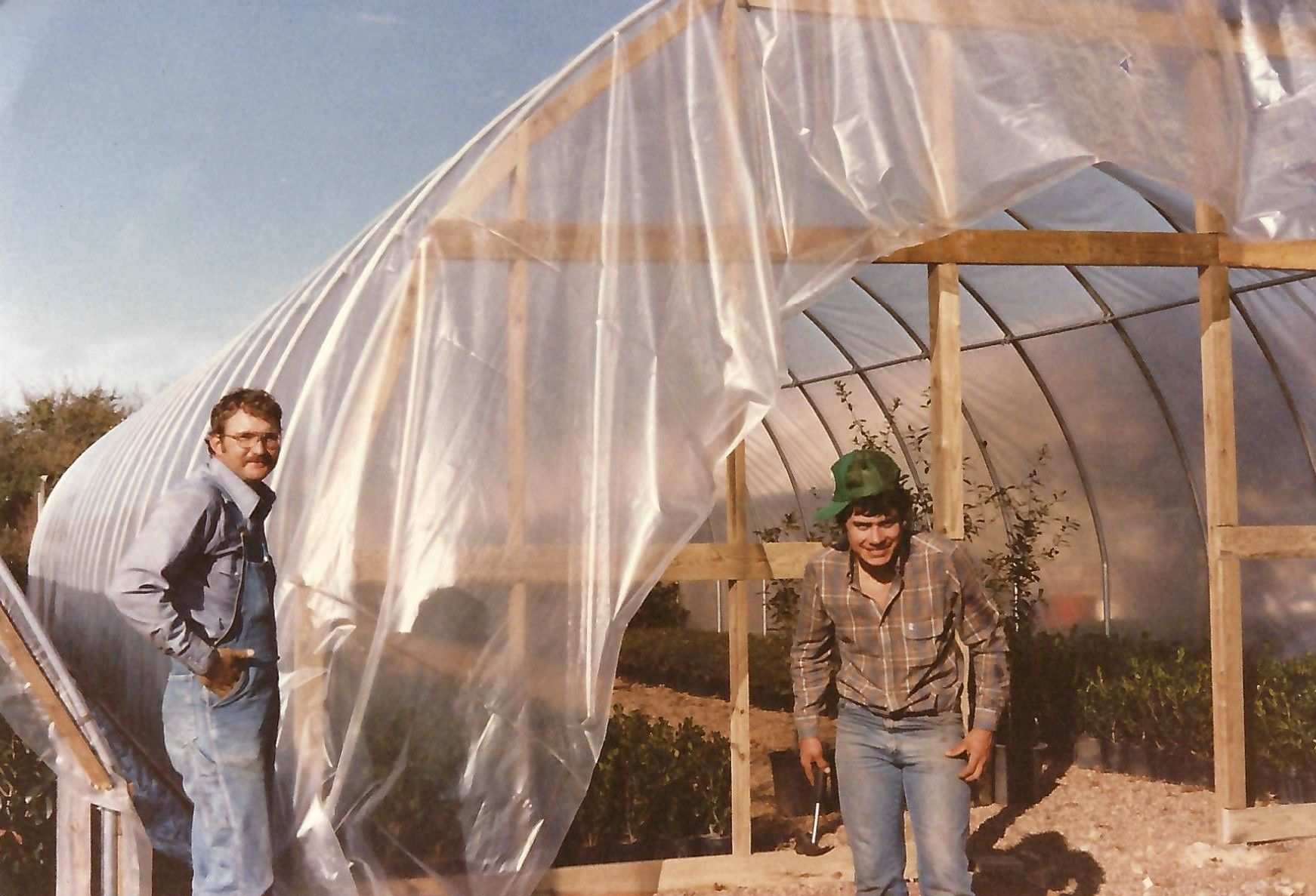 Building a greenhouse at the nursery in the 80s