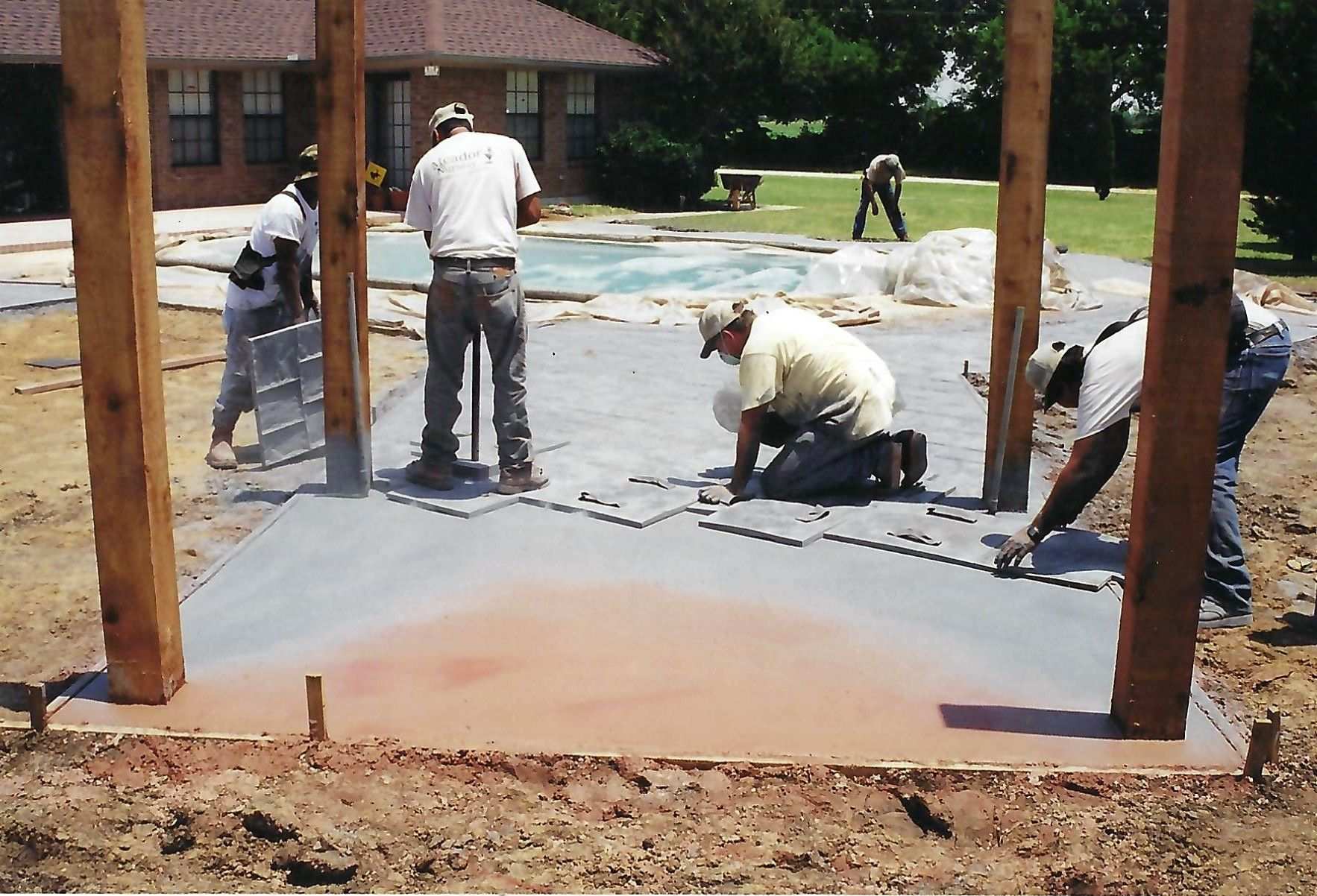 Landscaping installation of a patio in the 90s