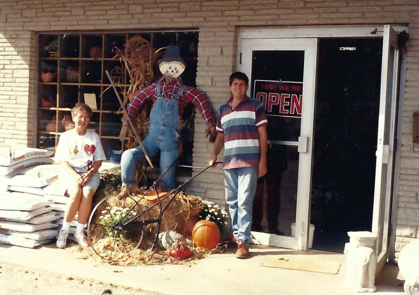 Gene and Ted in front of the nursery shop 90s
