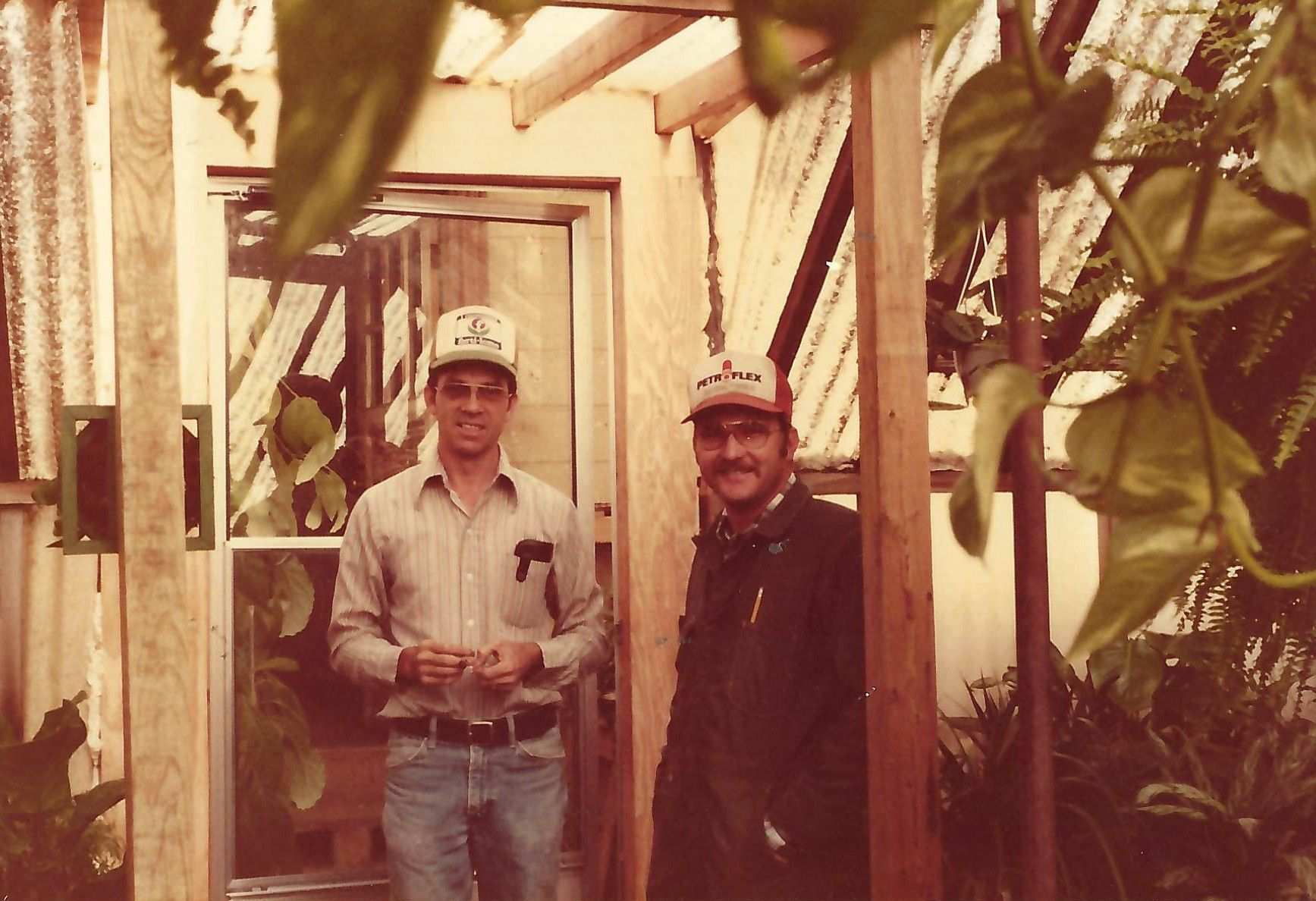 Vaughn in a greenhouse 70s